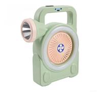 Portable for battery Operated Fan with Side Lights Green Portable | Cordless operation, fits tents and desks, quiet motor, green ABS body, 15.7x20.3cm size