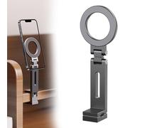 Portable for MagSafe Phone Stand, Multifunction Phone Stand for Desk, Double 180° Plus 360° Rotation, Adjustable & Foldable Metal Magnetic Phone Holder Stand for Work, Entertainment, Travel (Gray)