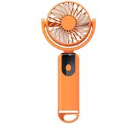 Portable For MINI Fan With LED Display For Real Time Speed Visibility 3 Wind Levels USB Rechargeable And Carabiner Clip(Orange)
