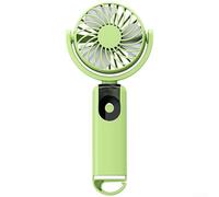 Portable For MINI Fan With LED Display For Real Time Speed Visibility 3 Wind Levels USB Rechargeable And Carabiner Clip(Green)