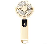 Portable For MINI Fan With LED Display For Real Time Speed Visibility 3 Wind Levels USB Rechargeable And Carabiner Clip(Beige)