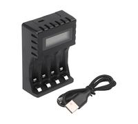 Portable For Smart Battery Charging Station with LCD Indicator for AAAAA Nickel Cadmium NIMH Cells 4 Slots (black)