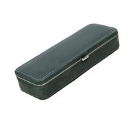 Portable Fountain Pen Case with 3 Holders and Card Slot, Rectangular Leather Storage Box for Desk Study Travel