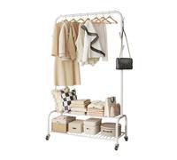 Portable Free Standing Clothes Rail with Lower Storage Shelf and Pulley Ideal for Clothes Bags Hats and Shoes