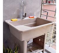 Portable Freestanding Plastic Utility Sink - Versatile Laundry & Cleaning Basin for Bathroom Garage Farmhouse & Workshop Use - Durable & Easy to Clean