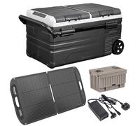 Portable Fridge Freezer/Cool Box 75L with 11.1V Battery, AC/DC 230V Adaptor & 110W Solar Panel - DL174