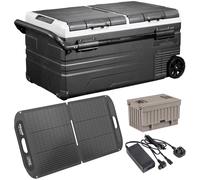 Portable Fridge Freezer/Cool Box 95L with 11.1V Battery, 230V Adaptor & 110W Solar Panel - DL175