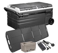 Portable Fridge Freezer/Cool Box 95L with 11.1V Battery, 230V Adaptor & 220W Solar Panel - DL177