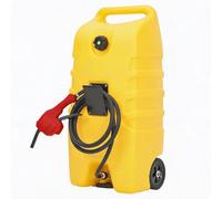 Portable Fuel Caddy with Manual Transfer Pump & 10ft Hose - 53L Heavy-Duty fuel injector/Gasoline Storage Tank on Wheels for Cars, ATVs, Lawn Mowers, Boats - Yellow Cart Model, No Strap, 53L yellow