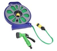 Portable Garden Flat Hose Reel with 7 Dial Spray Gun Garden Watering 15 Metres