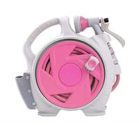 Portable Garden Hose Reel Cart - 15m/49ft Mini Water Hose Holder Storage with Hand Carry Handle, Compact Rolling Design for Patio, Balcony & RV, No-Tool Assembly (pink)