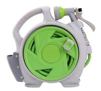 Portable Garden Hose Reel Cart - 15m/49ft Mini Water Hose Holder Storage with Hand Carry Handle, Compact Rolling Design for Patio, Balcony & RV, No-Tool Assembly (green)