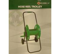 PORTABLE GARDEN HOSE REEL TROLLEY WITH ROTATING HANDLE