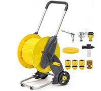Portable Garden Hose Reel with Nozzle, 20M Durable Hose, Wall-Mounted or Free-Standing, Ideal for Gardening, Car Washing & Outdoor Watering Solutions