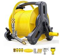 Portable Garden Hose Reel with Nozzle, 20M Hose, Wall-Mounted or Free-Standing, Ideal for Efficient Garden Watering & Car Washing, Durable & Convenient.