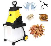 Portable Garden Shredder 2500W Leaf and Wood Chipper, 55L Collection Box, Reversible Steel Blades, 45mm Capacity for Efficient Outdoor Cleanup