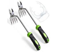 Portable Garden Weeder Tool,Newly Upgraded Garden Weeder Stainless Steel Hand Weeder Tool for Lawn Yard Garden (Green - 2 Pack)