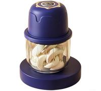 Portable Garlic Crusher Electric for mini Chopper 350ml Glass Jar 6 Blades Rechargeable for Onions Nuts Spices Compact Kitchen Appliance(350ML Blue)