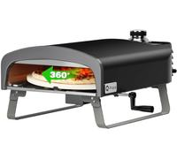 Portable Gas Pizza Oven 13" Rotating Stone Outdoor Camping BBQ Cooker for Grill(Manual Rotating)