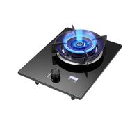 Portable Gas Stove with 1 Burner,5.2kW Fire Ring Countertop Stove,NG/LPG Gas Source Kit,Black Tempered Glass,with Flameout Protection and Timer(NG)