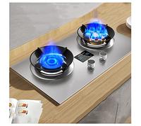 Portable Gas Stove with 2 Burners, Dual Installation for Desktop or Embedded Use, Suitable for Camping and Home Cooking, Compatible with LPG/NG