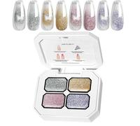 Portable Gel Nail Paint, 4 Color Set Nails Arts, 3.15 Inches Long Lasting Manicure Polish for Fingernails, Compact Design Gradient Cosmetic Travel, Parties and Weddings