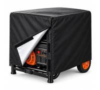 Portable Generator Cover for Zipper ZI-STE1100IV, 420D Oxford Fabric with Silver Inner Lining, Side Access Flap and Buckle Strap for Outdoor Storage,A Black