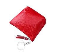 Portable Genuine Leather Coin Purse Vintage Key Card Coin Earphone Holder Pouch for Women Men Mini Wallet(Wine red)