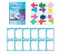 Portable Geometric Models Demonstrators with String Closure Foldable Paper Geometric Shape Workbook Kid Educational Toy Children's Educational Craft Set