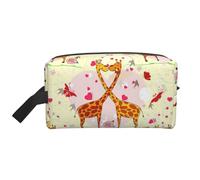 Portable Giraffe Heart Flower Butterfly Print Toiletry Bag,Multi Functional Lightweight Large Capacity Storage Pouch