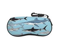 Portable Glasses Case For Women & Men, Blue Cartoon Fish Eyeglasses Bag Soft Glasses Bag, Scratch-Resistant Eyewear Travel Bag For Sunglasses, Lightweight Eyeglasses Holder Carrier For Running Hiking