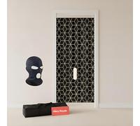 Portable Glory Hole Wall Kit with Geometric Luxury Design - Adjustable Tension Rod Mount for Doorways - Durable Washable Fabric Curtain - Easy Setup in 1 Minute - No Drilling or Adhesives Required