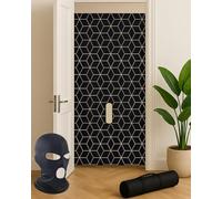 Portable Glory Hole Wall Kit with Geometric Luxury Design - Adjustable Tension Rod Mount for Doorways - Durable Washable Fabric Curtain - Easy Setup in 1 Minute - No Drilling or Adhesives Required