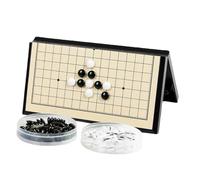 Portable Go game set with magnetic board, lightweight and foldable, perfect for beginner players(yellow,B)
