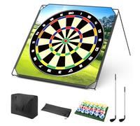 Portable Golf Game Set for Dad & Junior Golfers, Indoor, Outdoor Backyard and Lawn Fun with 24 Sticky Balls, Putting Mat, 2 Putters and Carry Bag - Family Golf Gifts