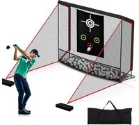 Portable Golf Hitting Net Driving Range Practice Cage with Target Impact Screen, 2 Side Barriers for Indoor/Outdoor Swing & Chipping Training