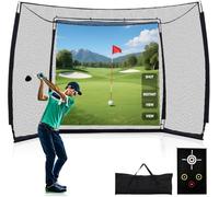 Portable Golf Hitting Net Driving Range Practice Cage with Target Impact Screen, 2 Side Barriers for Indoor/Outdoor Swing & Chipping Training
