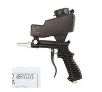 Portable Gravity Type Small Sandblasting Gun Sandblaster Adjustable Flow Replaceable Nozzle for Car Automobile Removal Polishing Burrs Details ABS Material 450g Weight 600cc (Black)