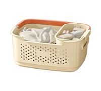 Portable Gray Laundry Basket with Handles, Small Clothes Hamper for Organized Storage, Lightweight Plastic Laundry Bin for Sorting Clothes by Category