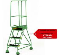 Portable Green 4 Tread Mobile Warehouse Safety Steps With Guardrail