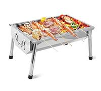 portable grill， Barbecue Grill Portable Stainless Steel, Heat-Resistant and Not Easily Deformed, Stable and Non-Slip 40 28 21 cm