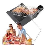 Portable Grill - Folding Charcoal BBQ for Outdoor Cooking | Heavy Metal BBQ Grill for Camping Picnic Travel | Compact Desktop Fire for Backyard Grills | Tool