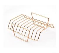 Portable Grill Rack for Ribs and Lamb - Thickened Stainless Steel Vertical Stand - Space Saving BBQ Accessories for Camping 24.5cm(Gold)