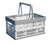 Portable Grocery Basket | Foldable Storage Container | Handled Shopping Basket, Handy Tote with Grips Shopping Trolley, Versatile Organizer for Groceries, Snacks, Covers, Playthings, Attire