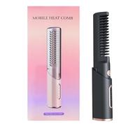 Portable Hair Comb - Straightening Heat Brush, Cord-Frree Curling Tool, Salon Quality Iron | Rechargeable Travel Styling Device, Mini Haircare Tool Kit, On-The-Go Grooming Comb for Trips