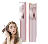 Portable Hair Straightener Brush - Cordless 2 in 1 Portable Hair Straightener and Dryer | Multiple Tiles Teeth Quick Heating Straightener with U-Shaped Anti-Scald Frame