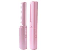 Portable Hair Straightener - Compact Cordless Styling Comb, Rechargeable Heating Brush | Mini USB Charging Flat Iron with Function Curling and Straightening, Travel Hair Tool for Smooth Hairs