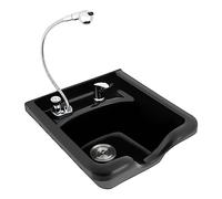 Portable Hair Washing Basin Hot & Cold Water Dual-Use Shampoo Basin Shampoo Bowl Black ABS Plastic Mobile Hairdressing Sink for Barber Stores Beauty Salons Or Bathroom 47.5 * 49 * 25cm