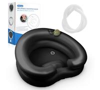 Portable Hair Washing Station- Hair Washing Basin for Bedridden, Inflatable Shampoo Bowl Newly Upgraded No Need for Pump,The Perfect for Locs Detox(Heart Shape-Black)
