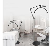 Portable Half Moon Desk Lamp, Esthetician Light for Tattoo Artists, Nail Tech, Eyelash Lamp with Phone Holder | 3000-6000K | Floor standing retractable beauty light,Black